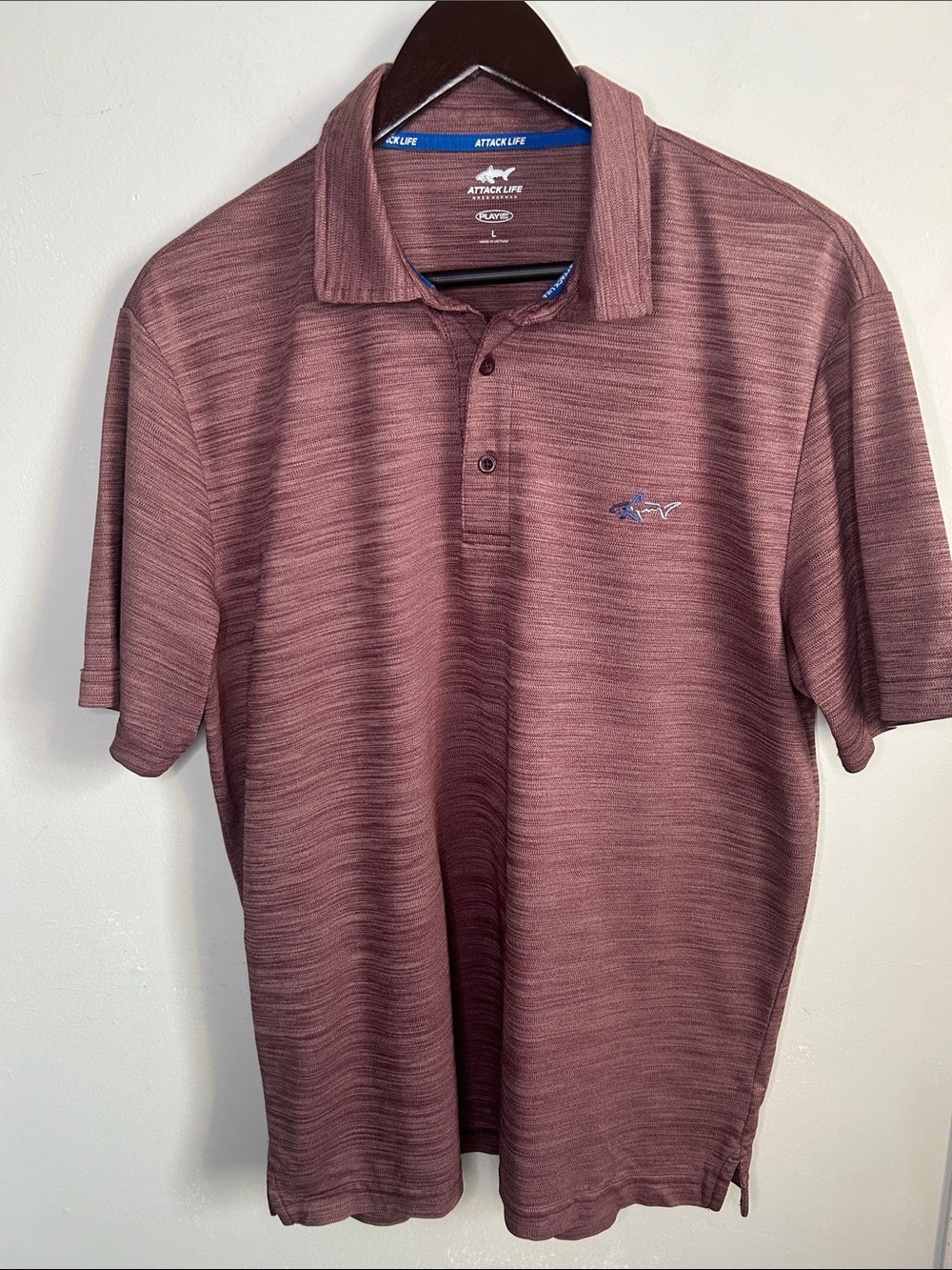 Attack Life by Greg Norman Burgundy Heather Short Sleeve Activewear Polo Shirt
